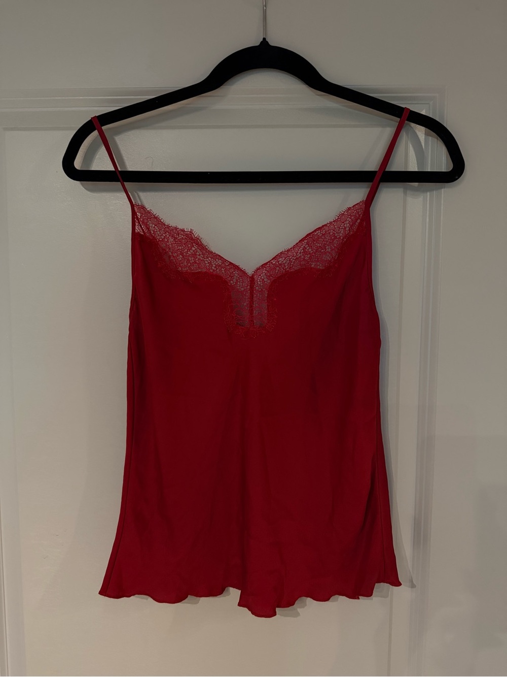 NWT Victoria Secret Red Lace Trim Satin Slip Cami